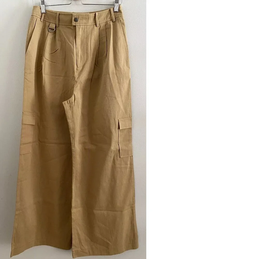 By Anthropologie Avec Les Filles Pleated Cargo Trousers size 8 khaki new - Picture 7 of 7